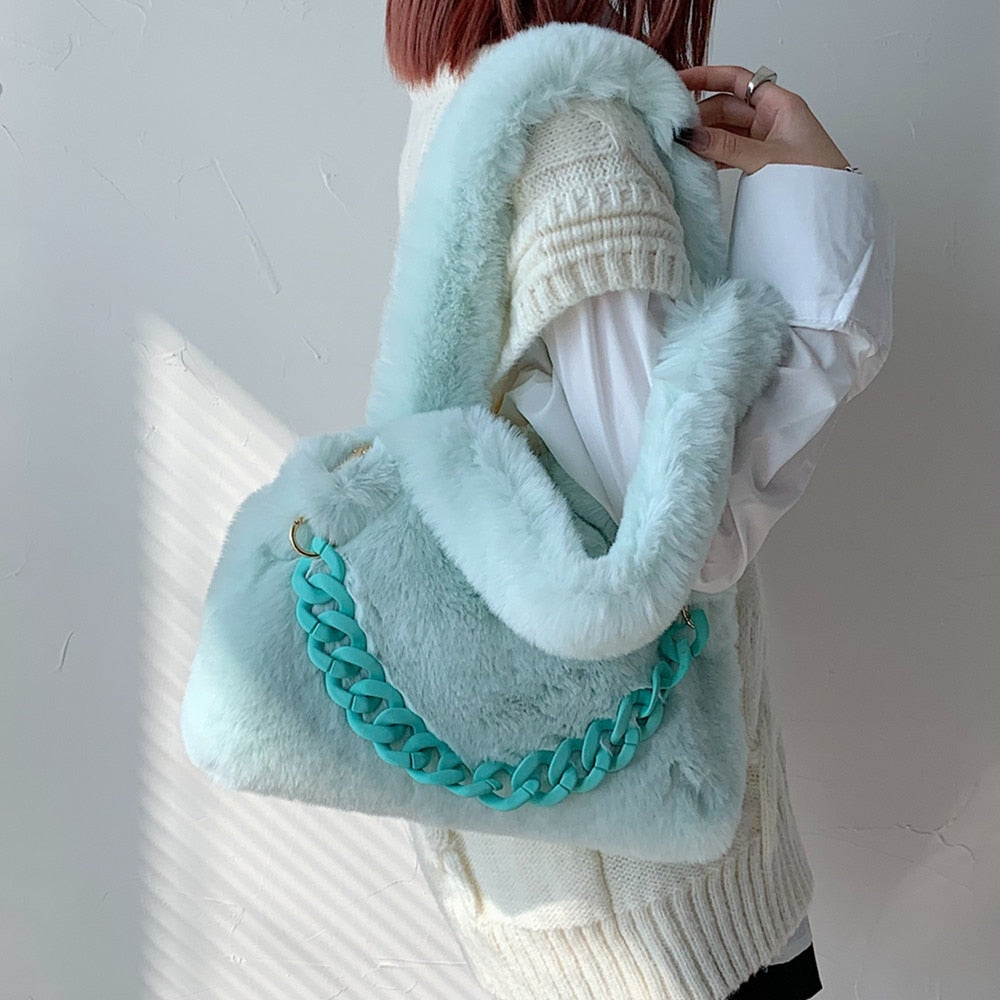 Fluffy Soft Shoulder Bags