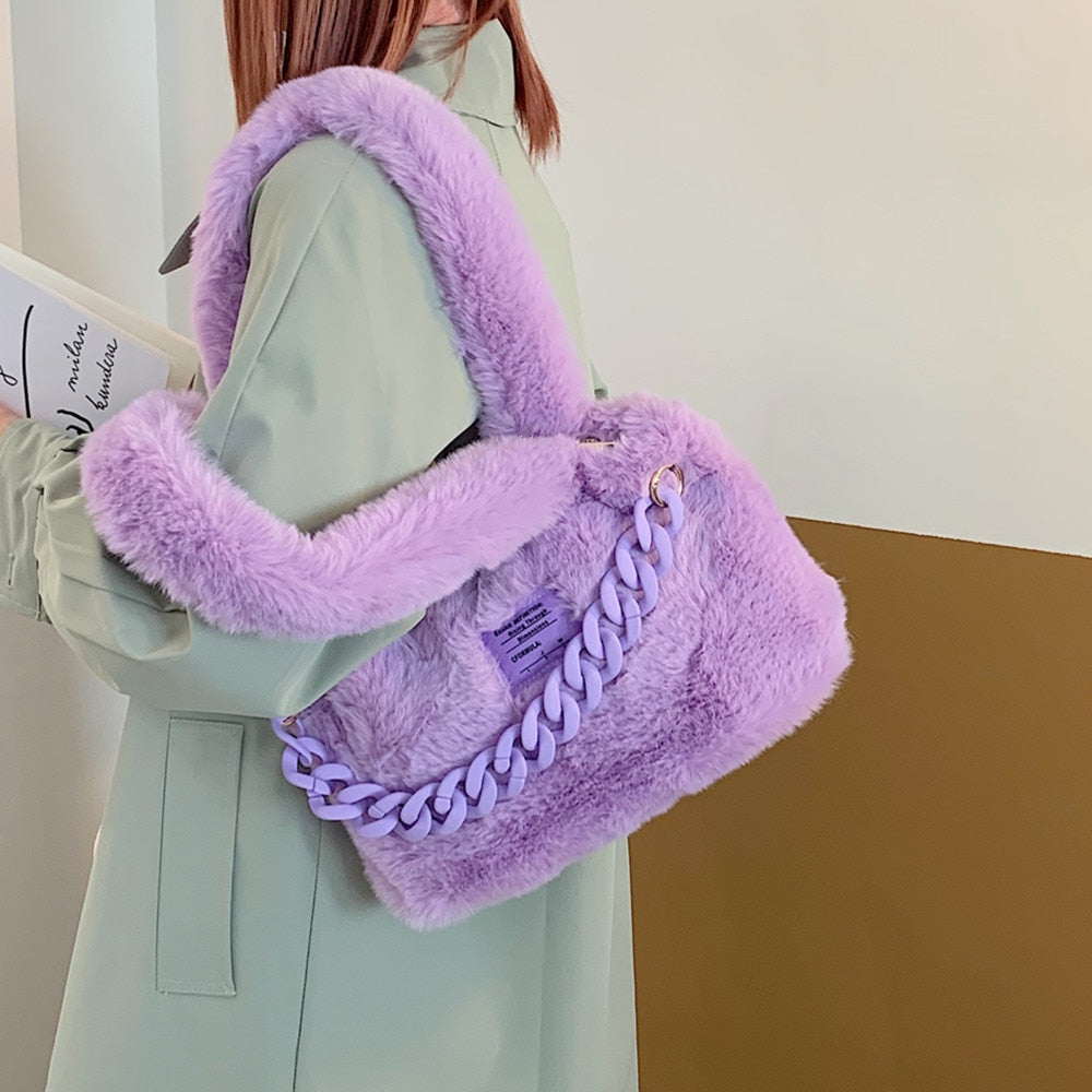 Fluffy Soft Shoulder Bags