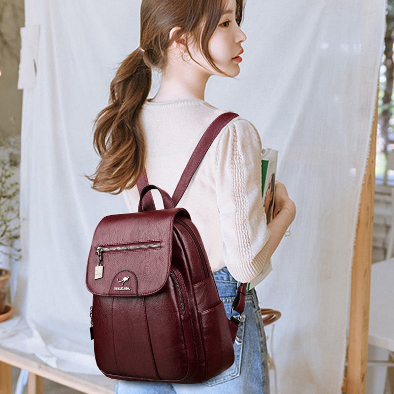 Fashion Woman's Lether Backpack